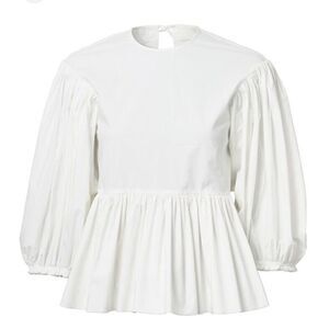 H&M-Conscious-Exclusive- Balloon Sleeves Peplum top off-white sz XS